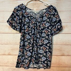 Loft Blue floral Top 0723